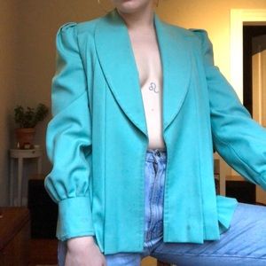 Vintage Mexian Pleated Turquoise Blazer